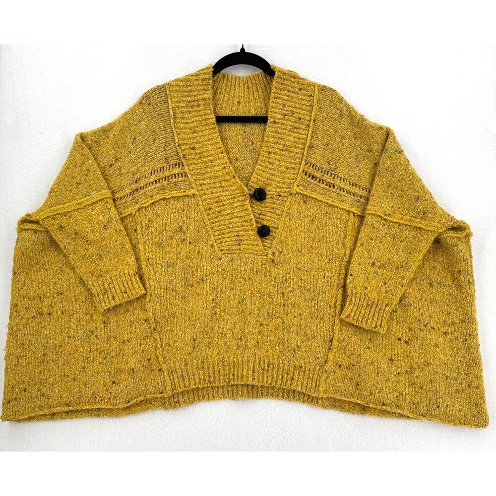 Cavalini Sweater Collection Mustard Yellow Oversized Chunky Knit Wool Blend L